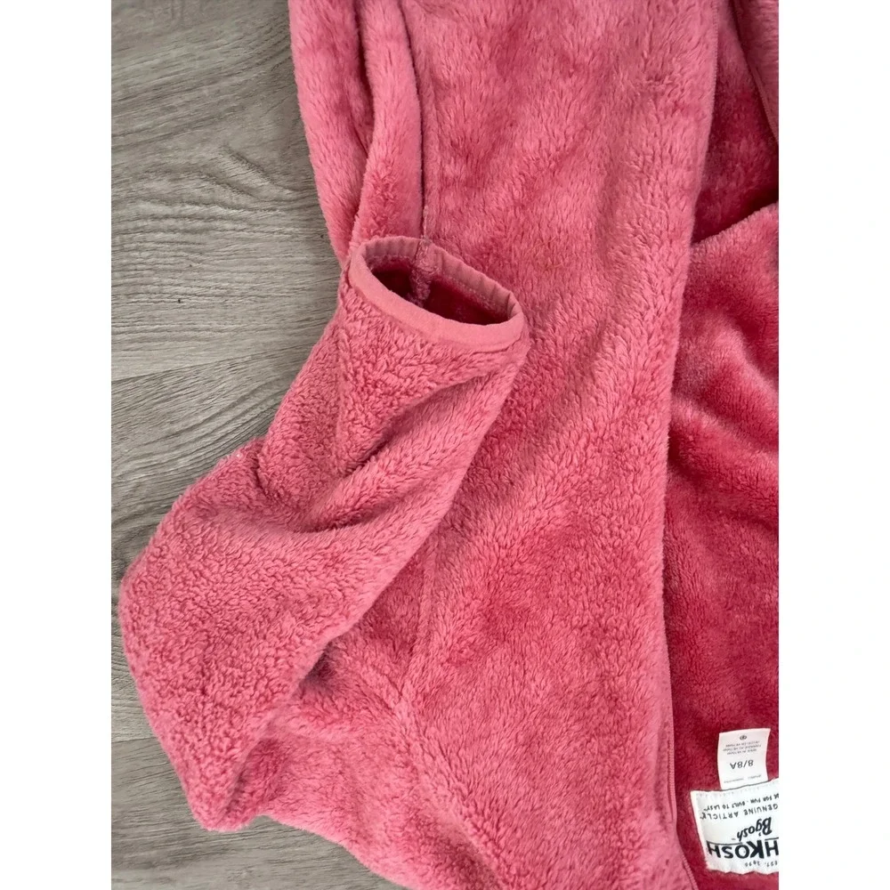 OshKosh Bgosh Girls Pink High Pile Fleece Full Zip Hoodie Size 8/8A
